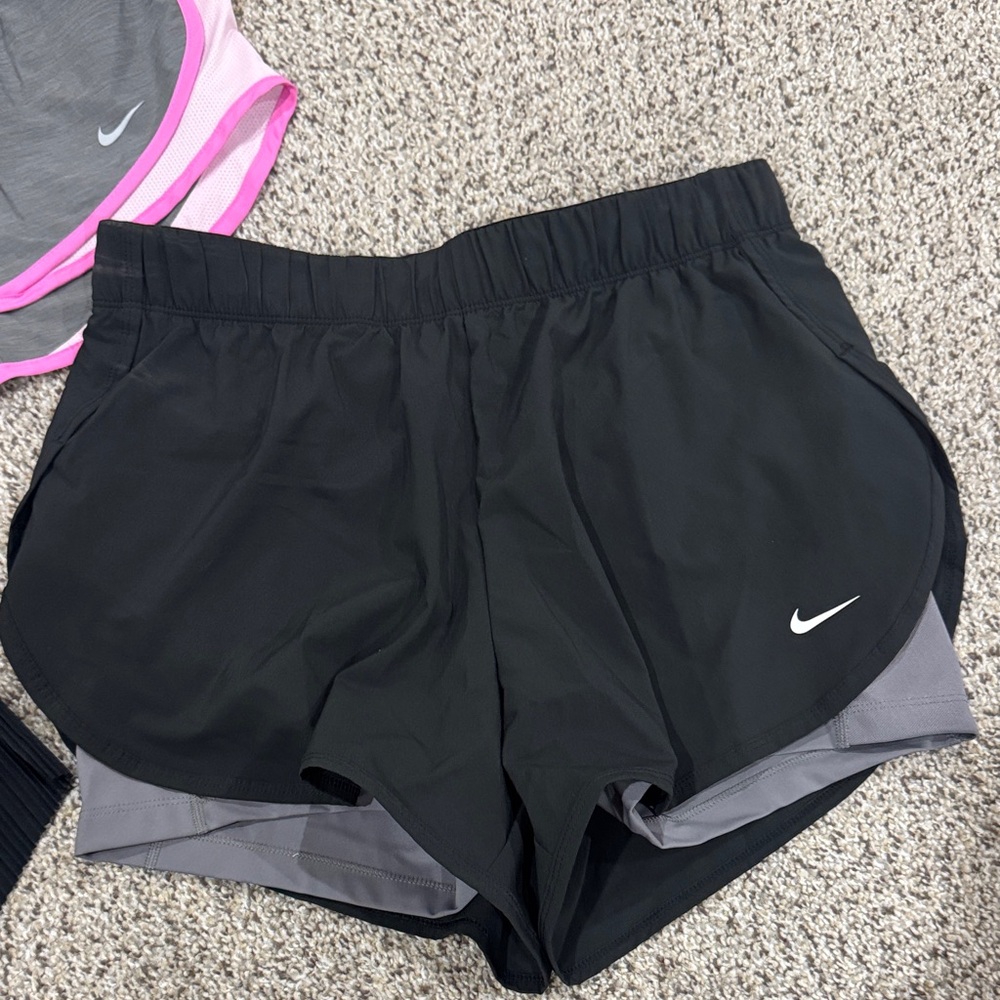 Nike Women's Gray and Pink + Black Running Shorts Trio - Picture 3 of 4